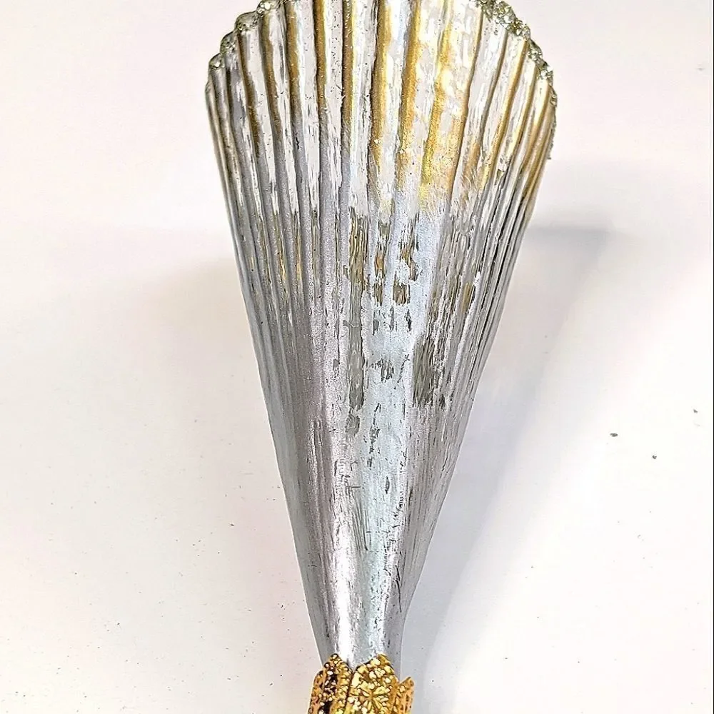 Crate& Barrel Set Of Two (2) Modern Mixed Metal Christmas Ornaments